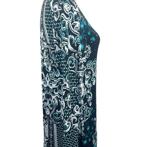White House Black Market Green and black scroll print dress size small - Picture 6 of 9